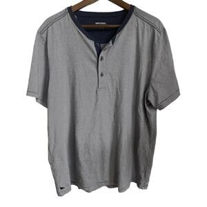 UNTUCKit Shirt Mens XL Blue Striped Henley Short Sleeve Cotton Casual Tee